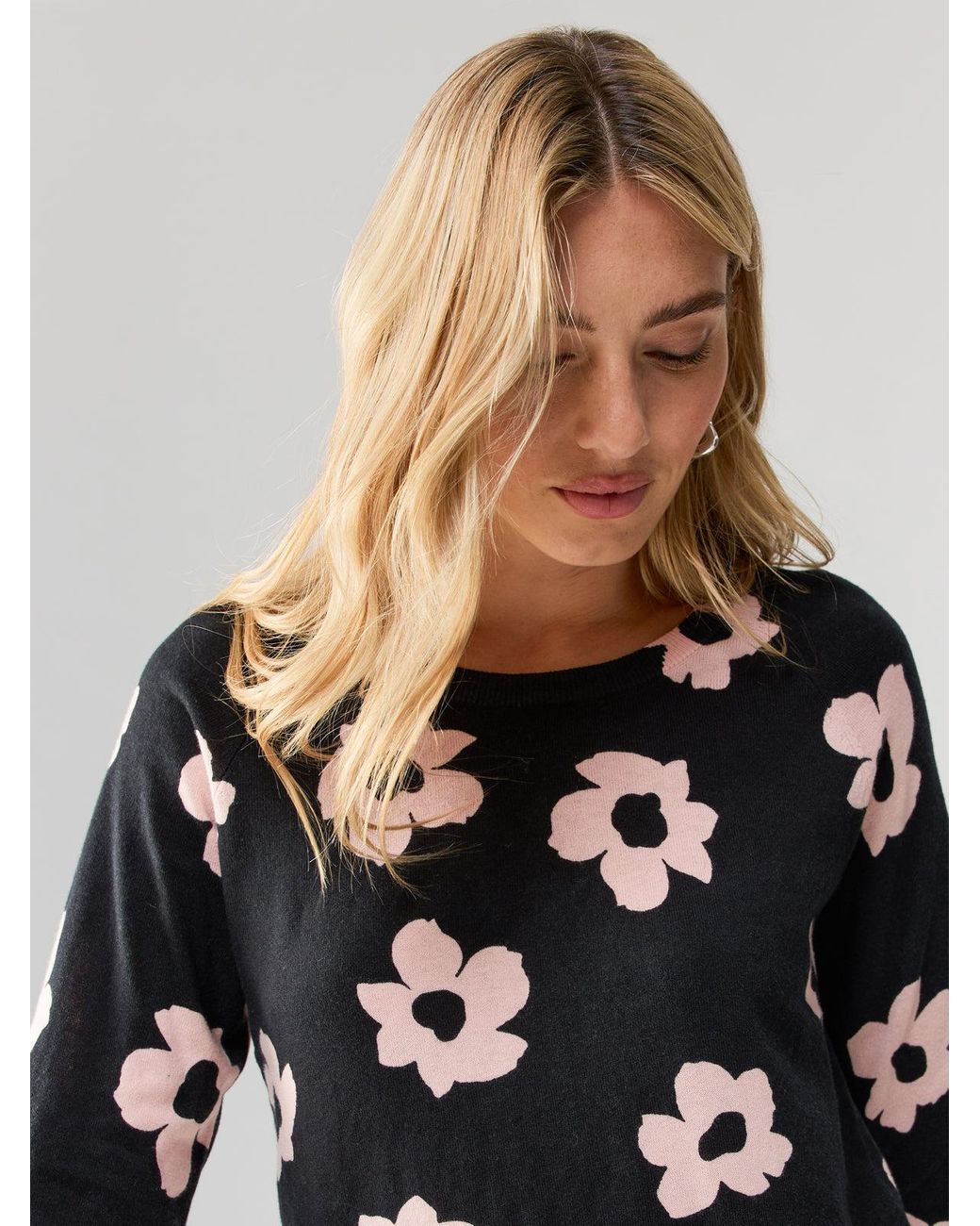 Sanctuary All Day Long Sweater Rose Smoke Flower Pop in Black Lyst