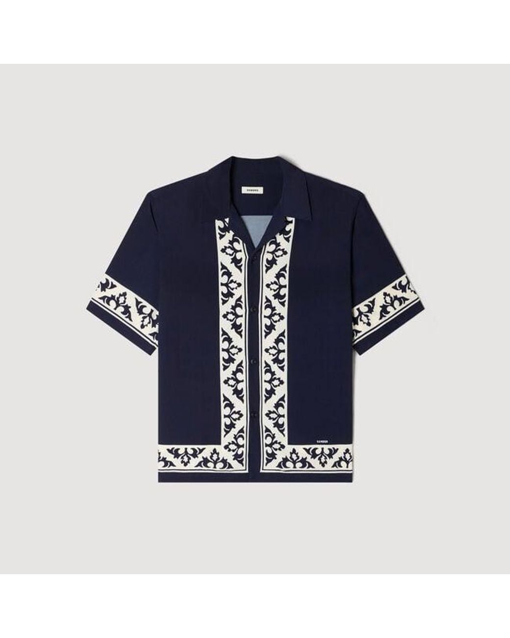 Sandro Blue Loose-Fit Contrast Print Shirt for men