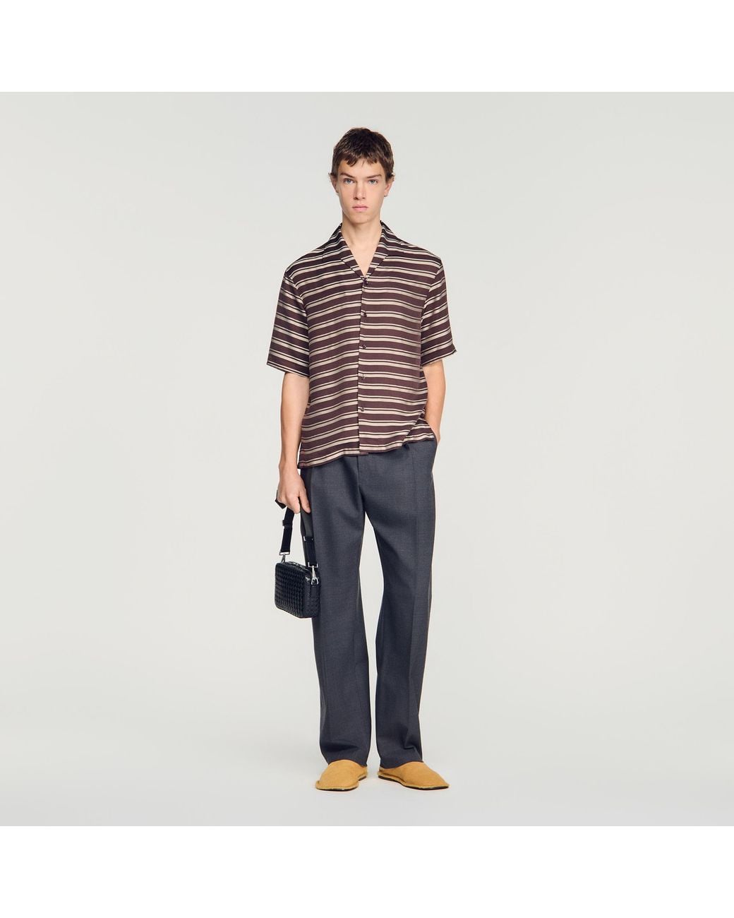 Sandro Blue Striped Boat Neck Shirt for men