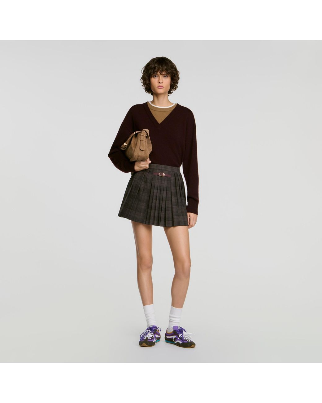 Sandro Brown Le Mambo Suede Bag
