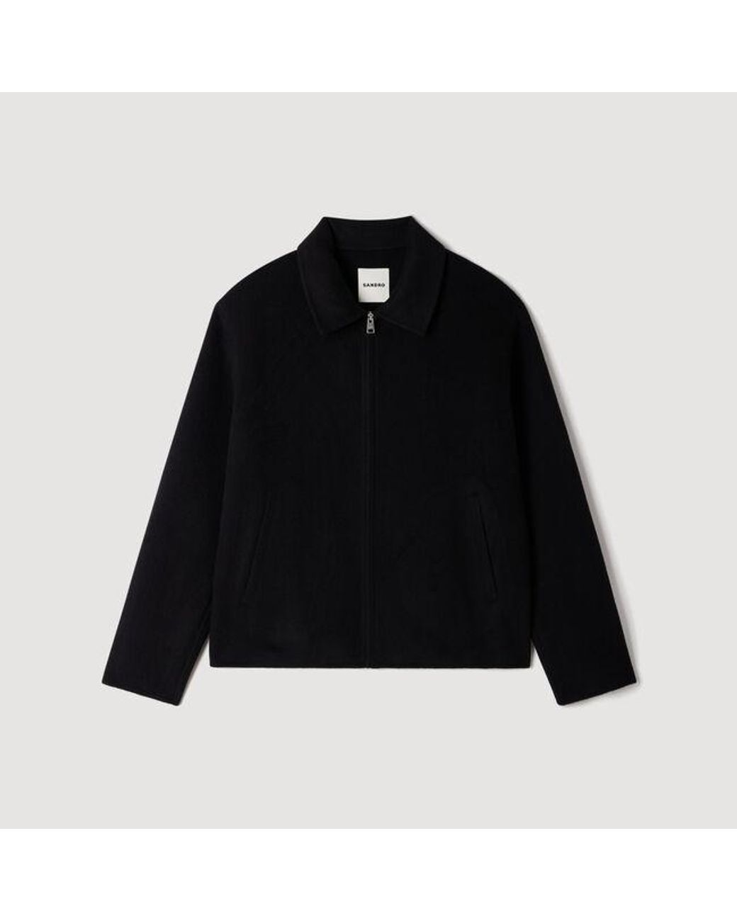 Sandro Blue Wool Zip-Up Jacket for men