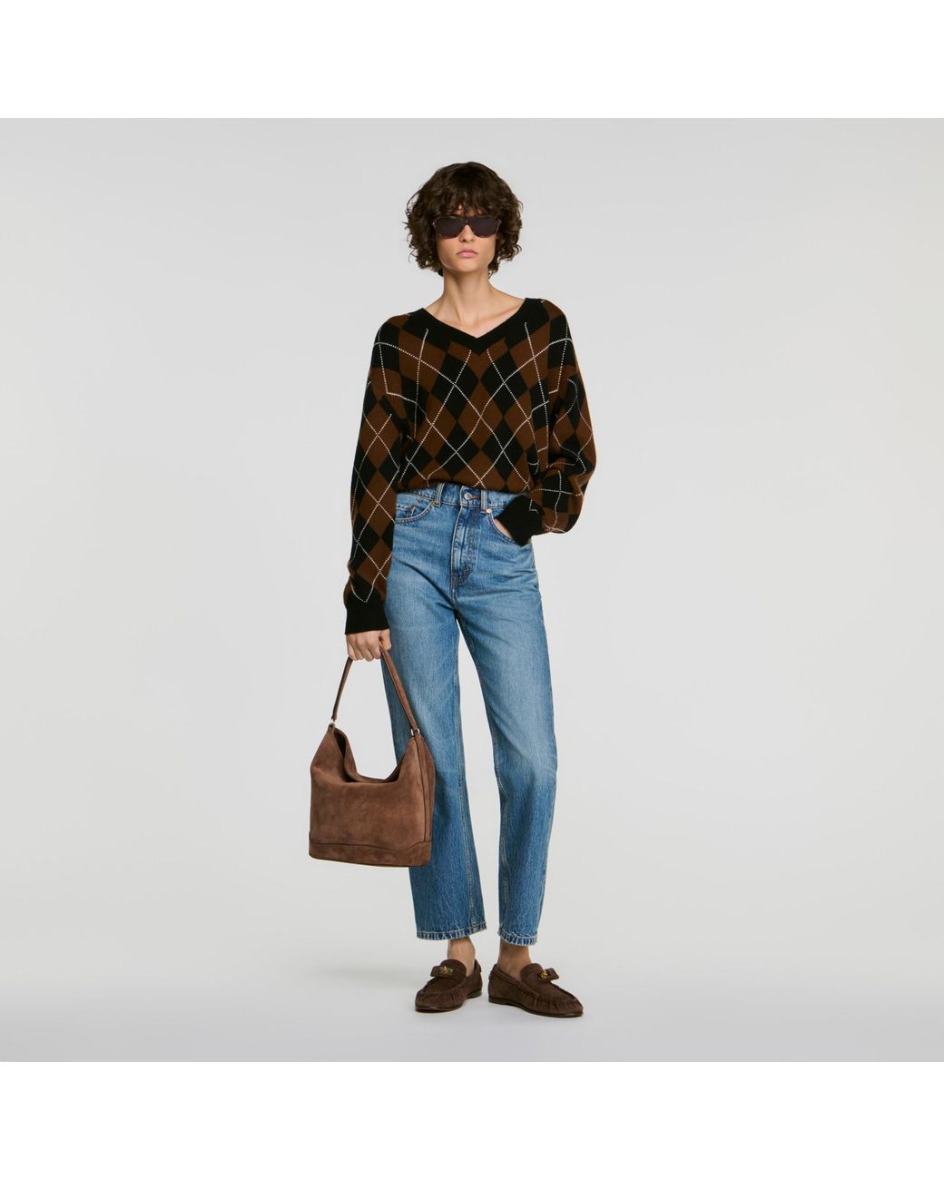 Sandro Brown Tangoso Suede Bucket Bag
