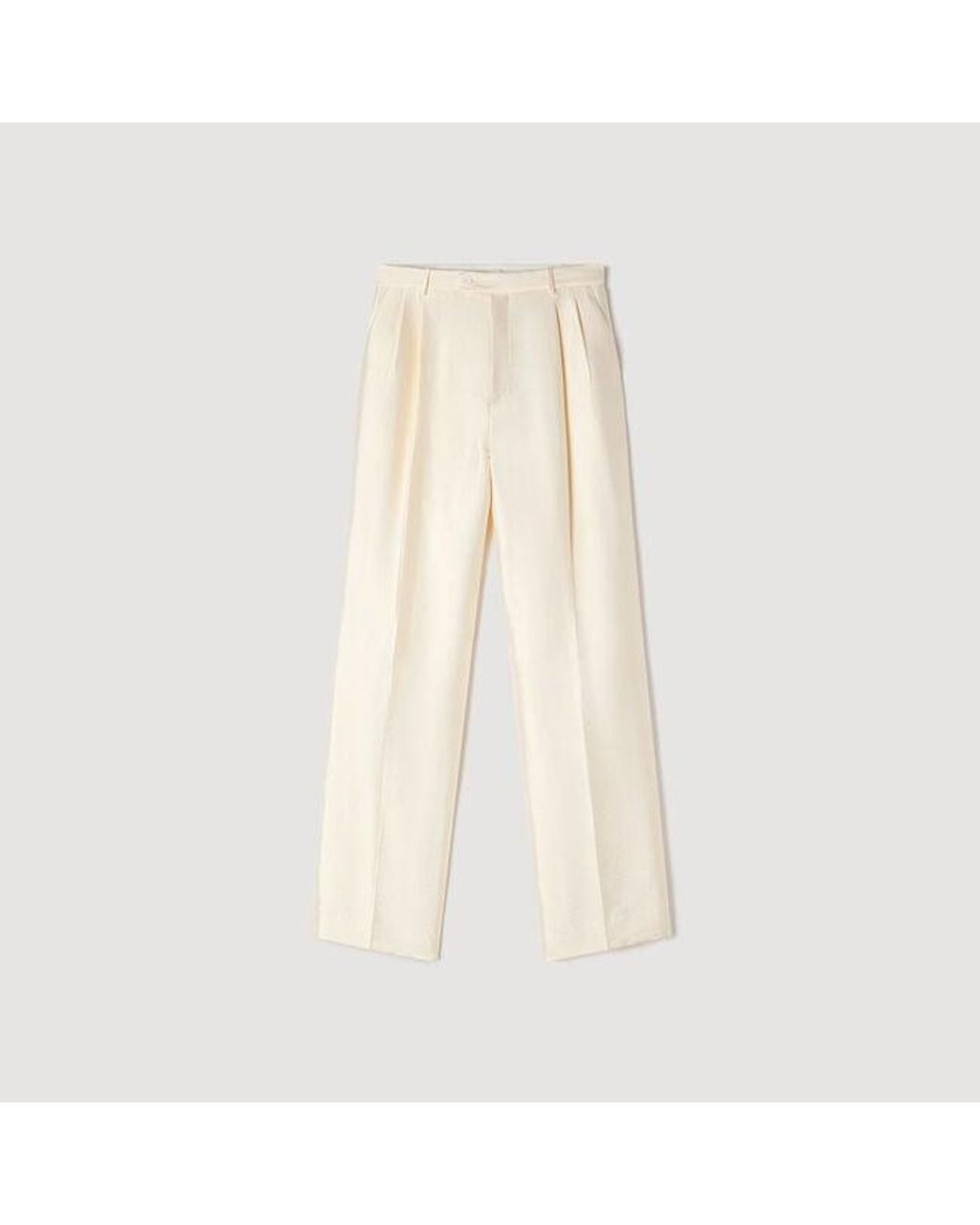 Sandro Natural Satin-Effect Trousers