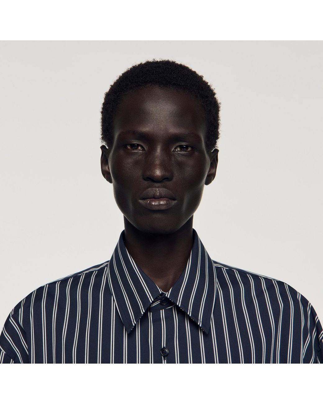 Sandro Blue Striped Cotton Shirt for men