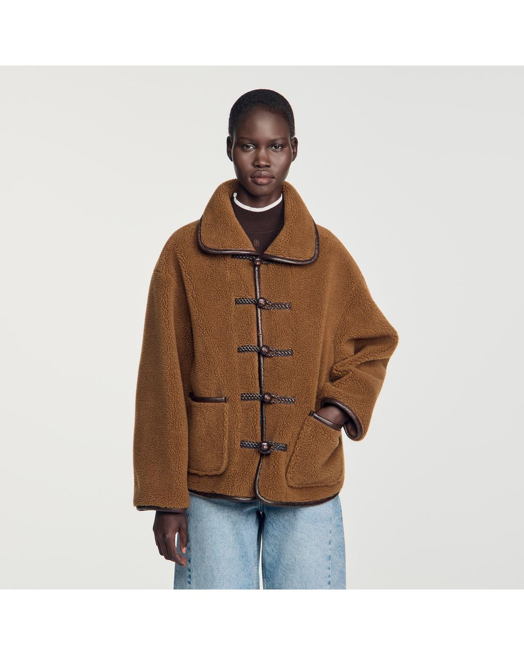 Sandro Blue Short Faux Fur Coat