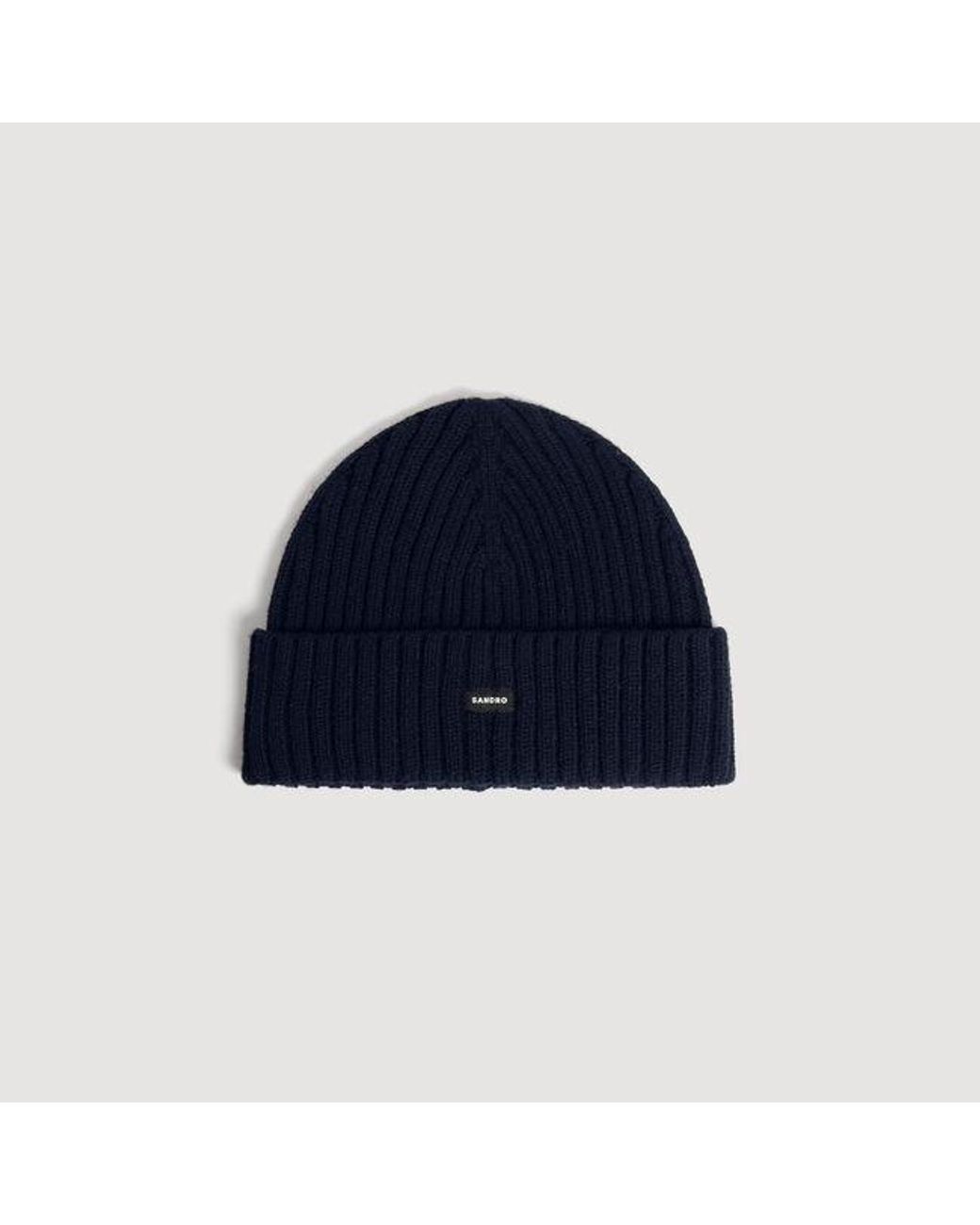 Sandro Blue Ribbed Beanie for men