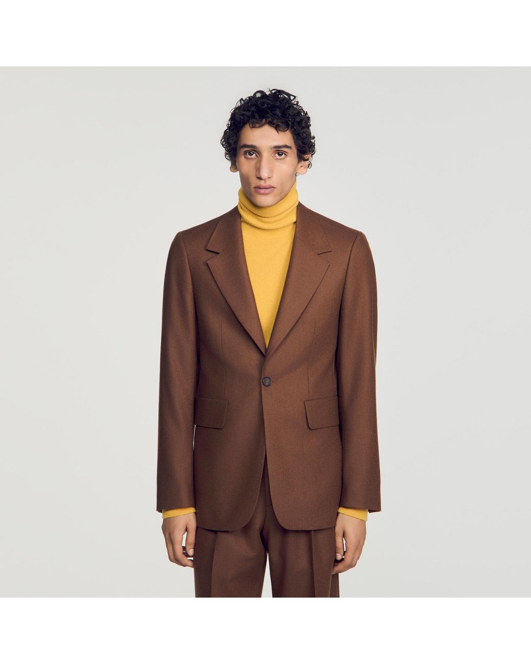Sandro Brown Wool Suit Jacket for men