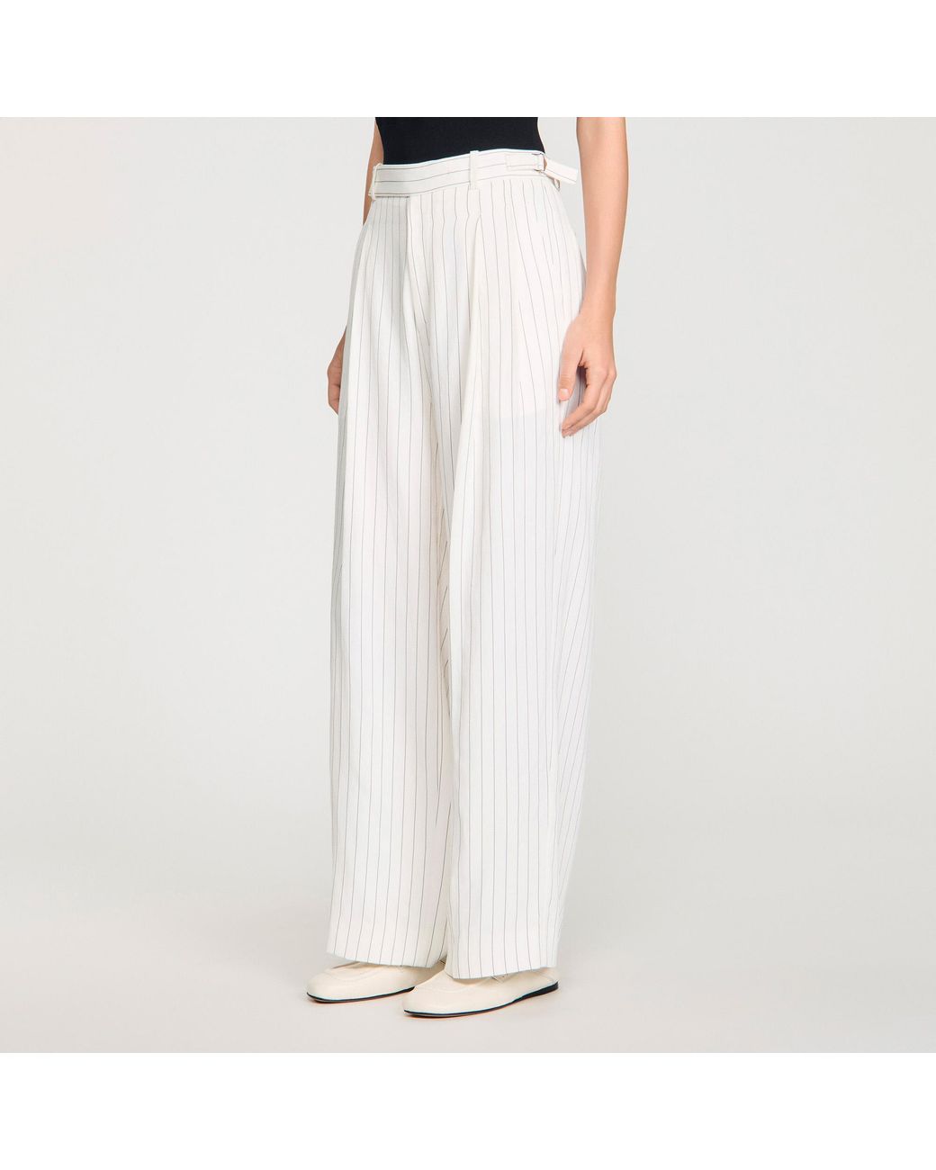 Sandro White Striped Suit Trousers