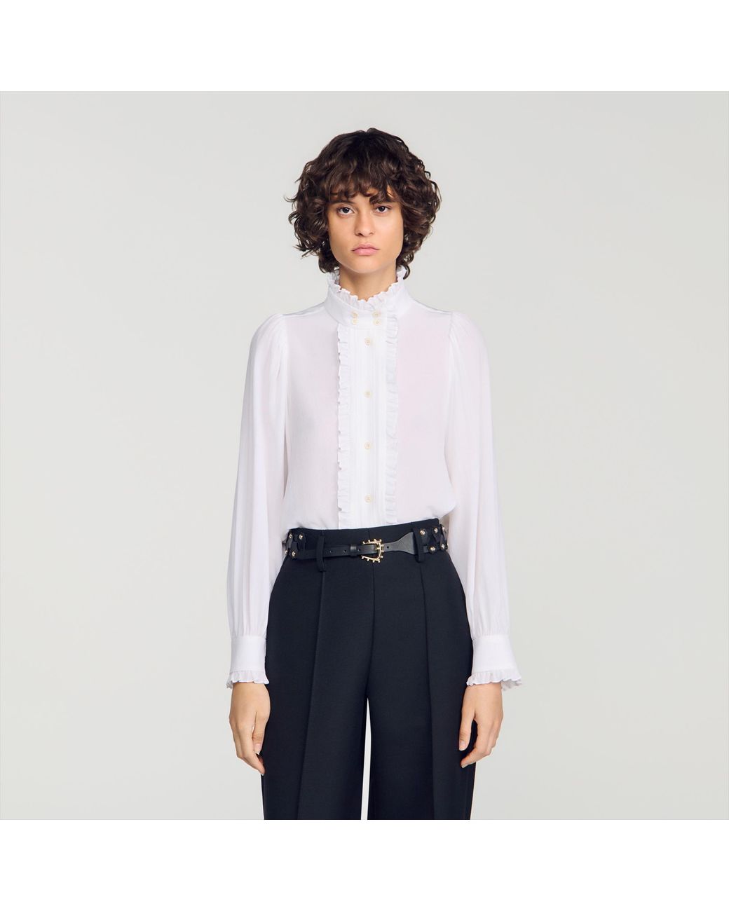 Sandro Black Interlaced Leather Belt With Studs