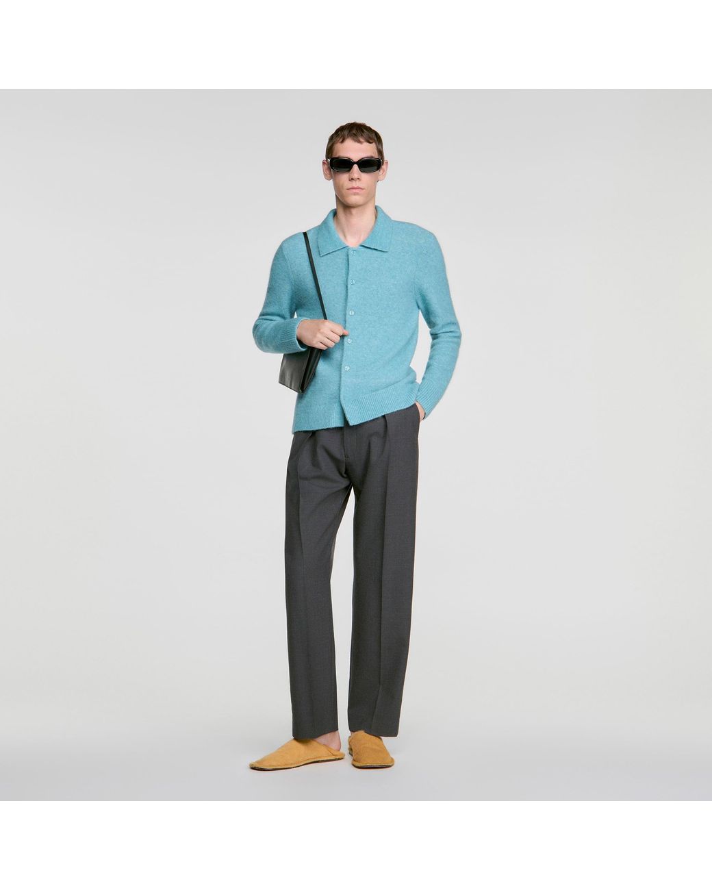 Sandro Blue Alpaca And Wool Cardigan for men