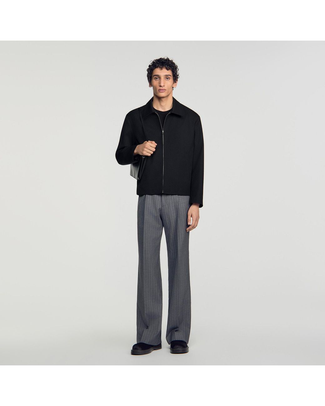 Sandro Black Zip-Up Jacket for men