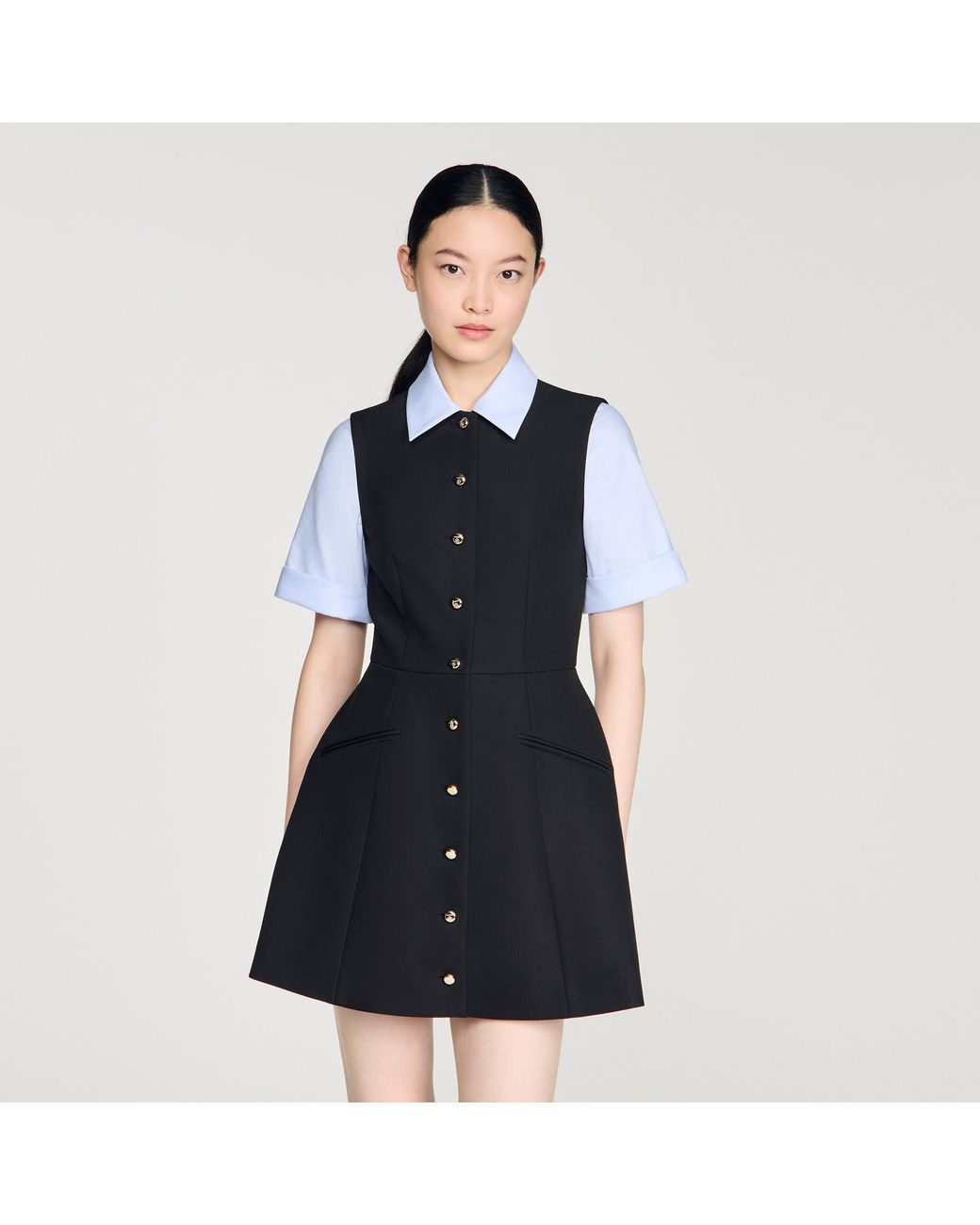 Sandro Black 2-In-1 Short Dress