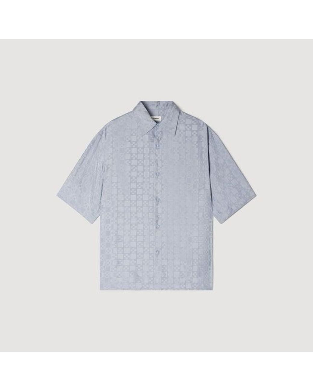 Sandro Blue Square Cross Loose-Fit Shirt for men