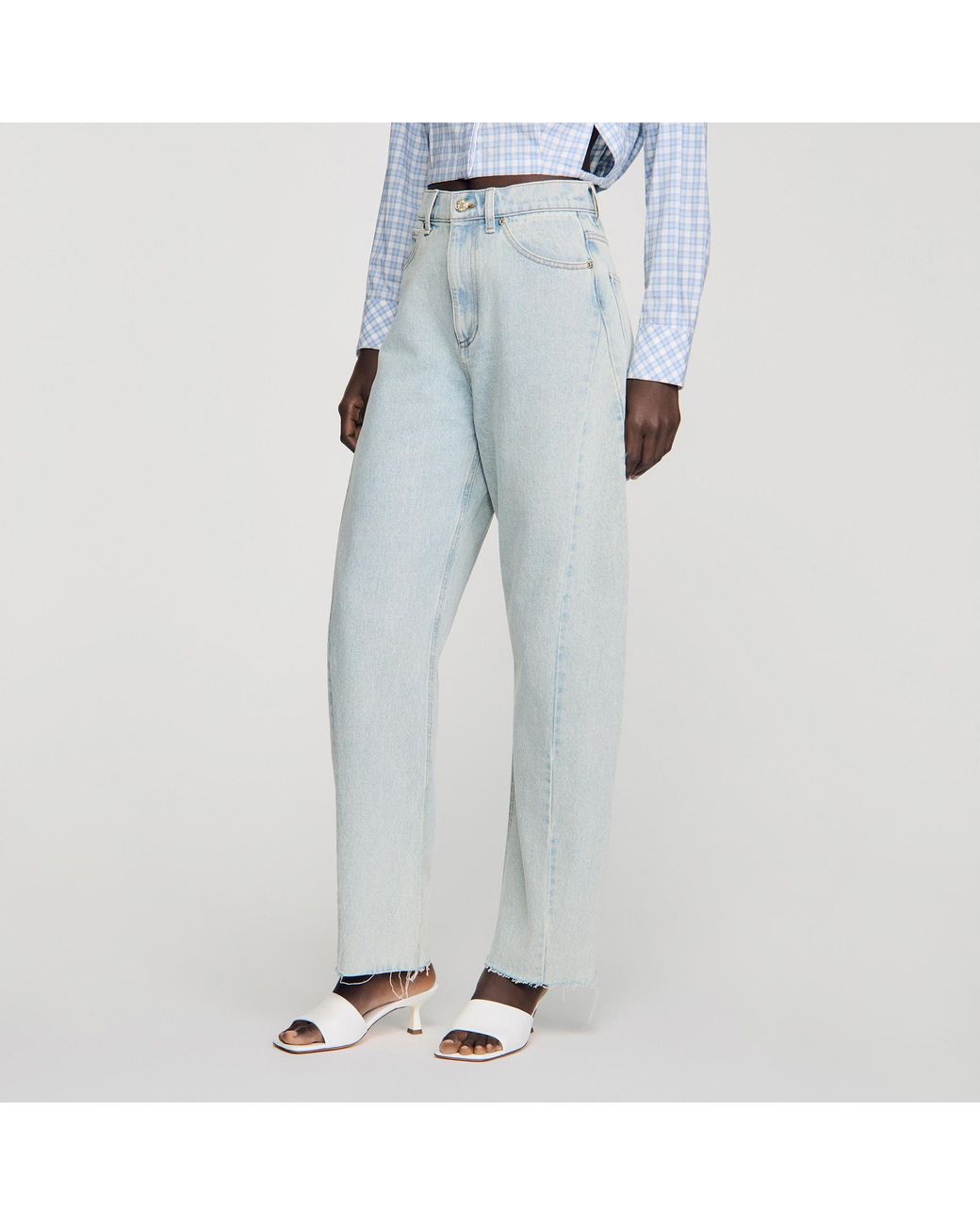 Sandro Blue Faded Barrel Cotton Jeans