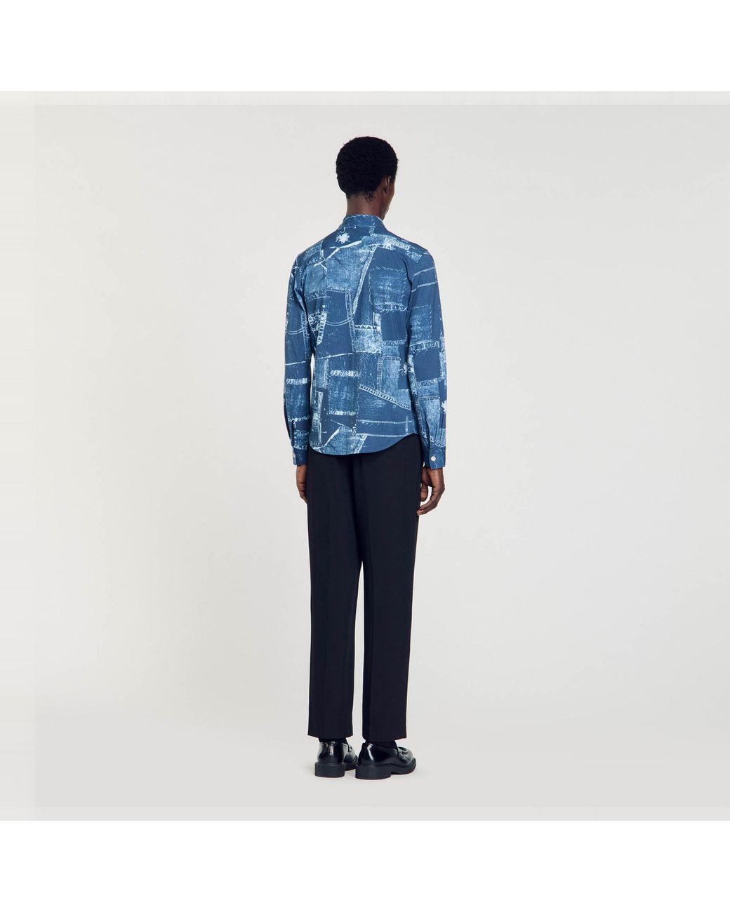 Chemise en coton à imprimé patchwork Sandro pour homme en coloris Blue