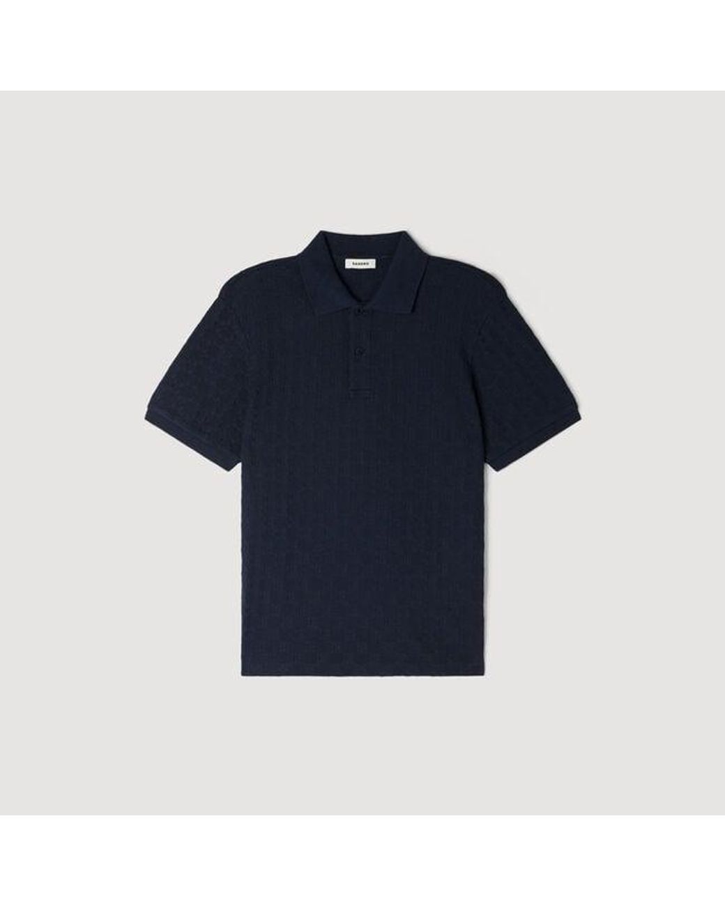 Sandro Blue Square Cross Jacquard Polo Shirt for men
