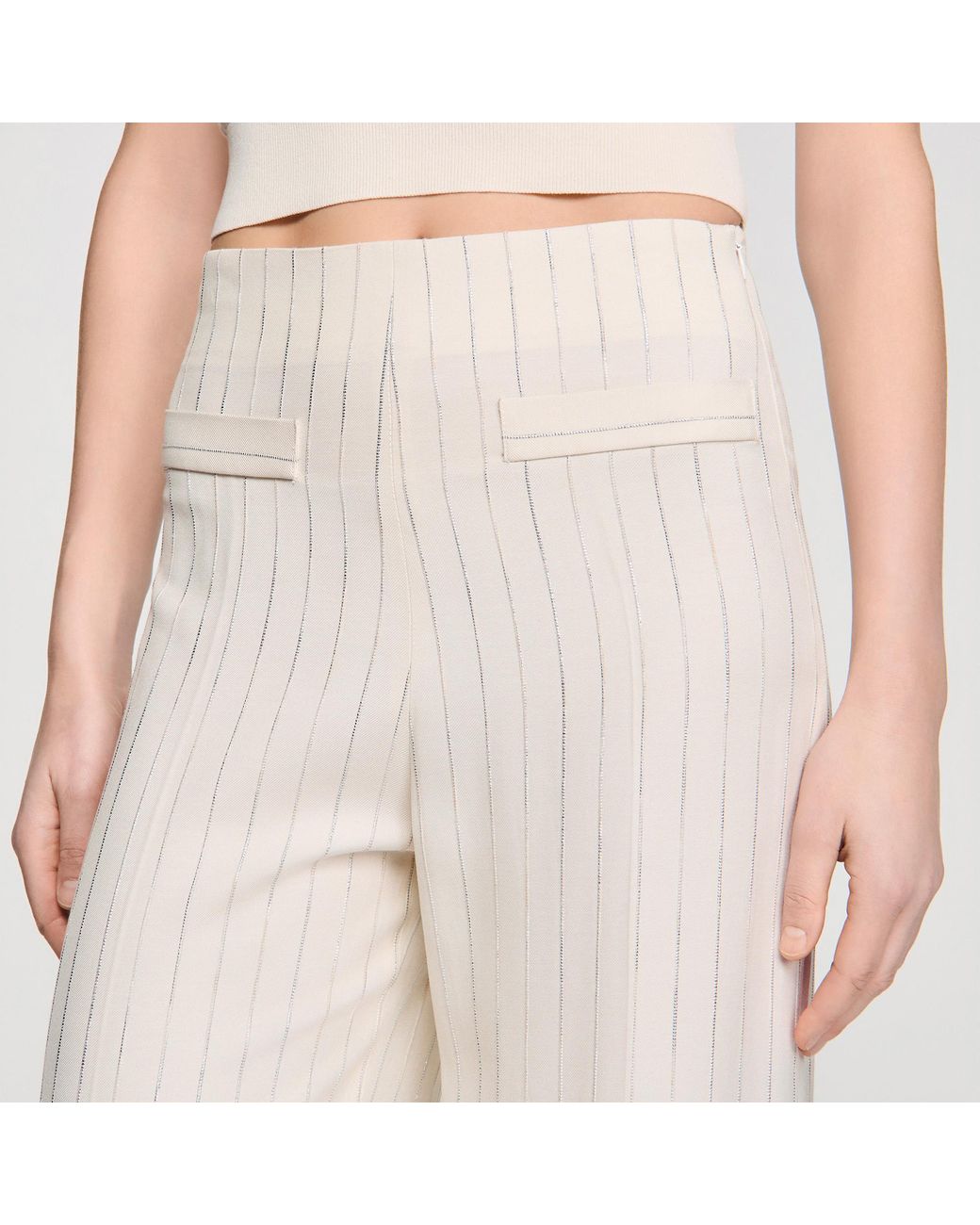 Sandro Natural Striped Trousers