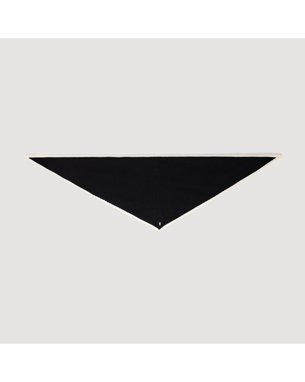 Sandro Black Two-Tone Wool Triangle Scarf