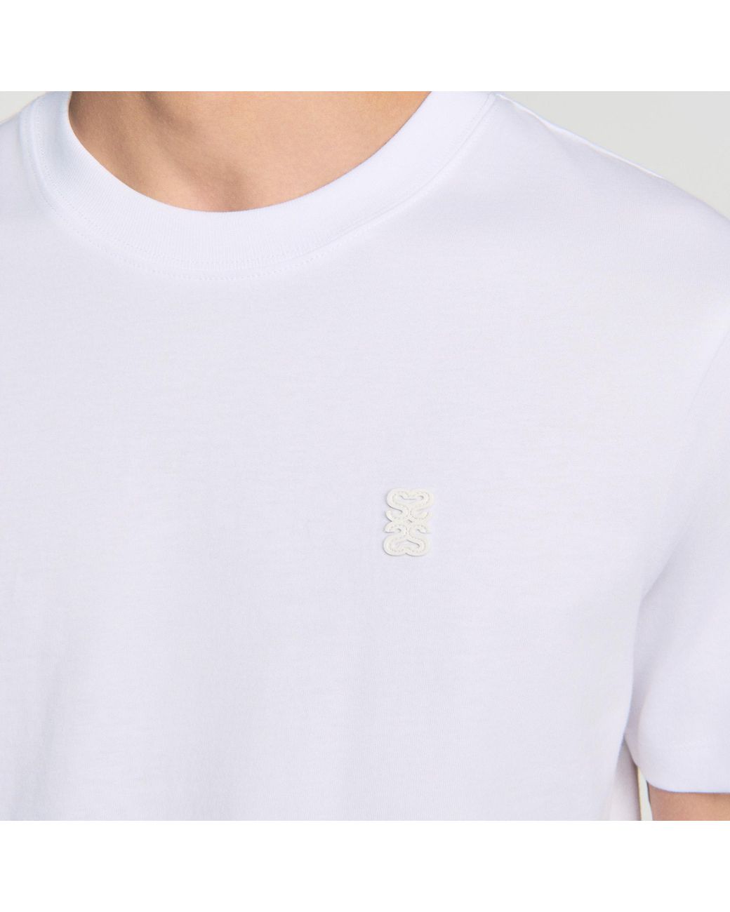 Sandro White Cotton Logo T-Shirt for men
