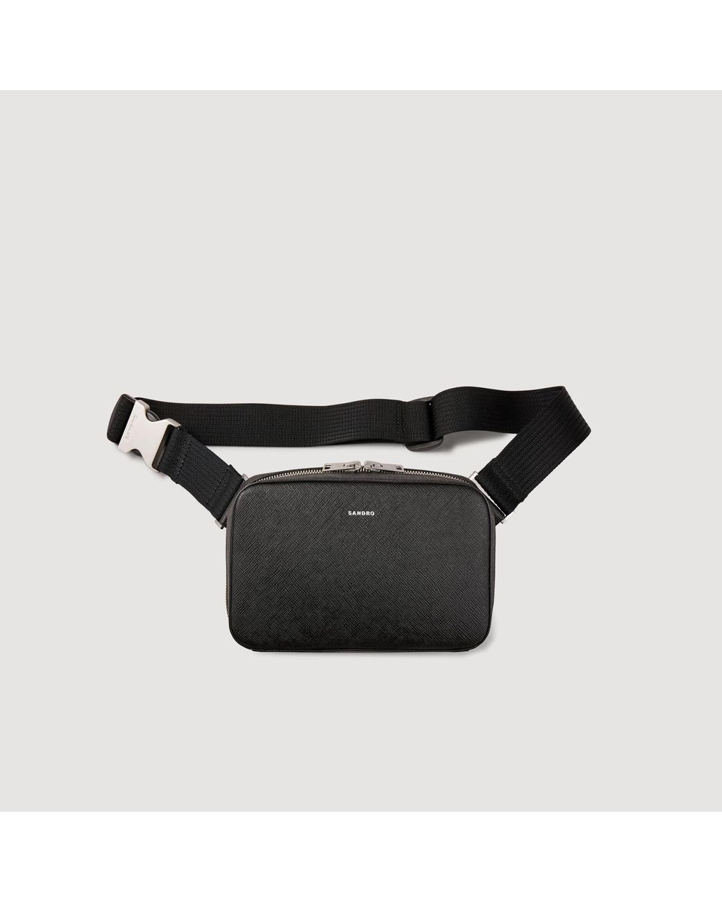 Sandro Black Small Reconstituted Leather Bag for men