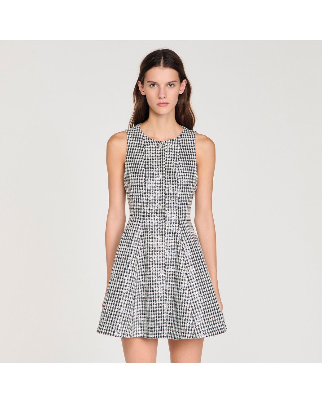 Sandro Multicolor Tweed And Sequin Short Dress