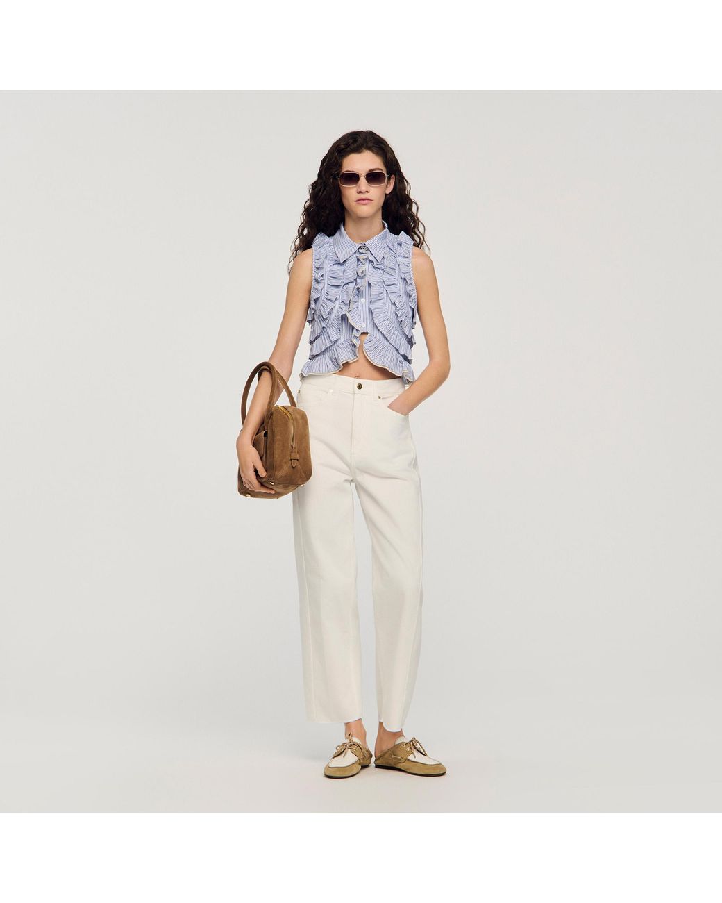 Sandro White Barrel Jeans