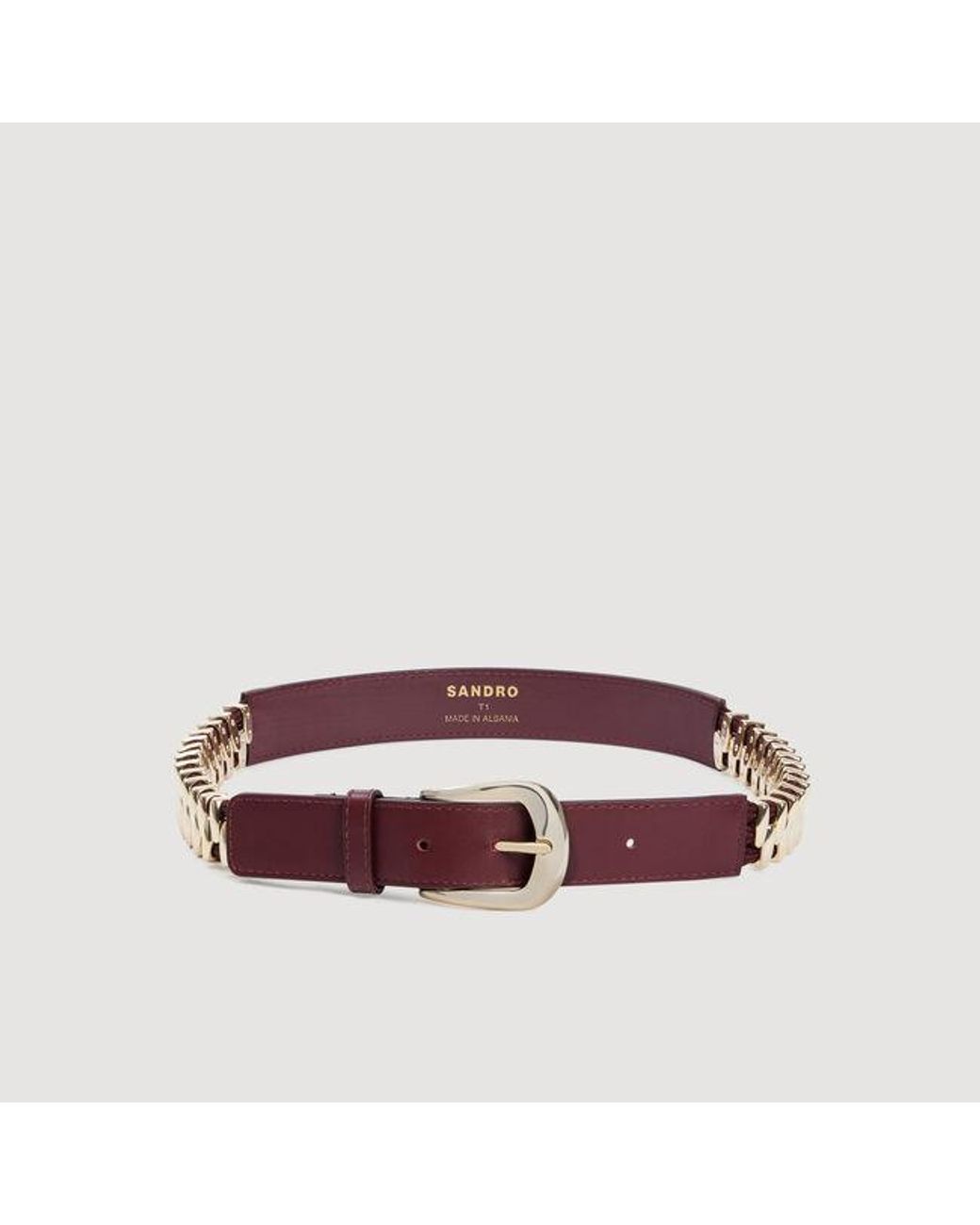 Sandro Red Leather And Metal Belt