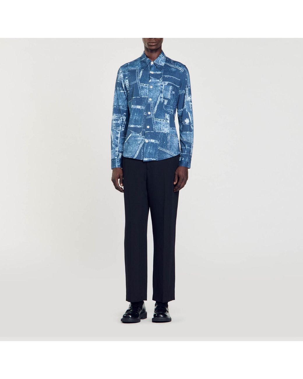 Chemise en coton à imprimé patchwork Sandro pour homme en coloris Blue
