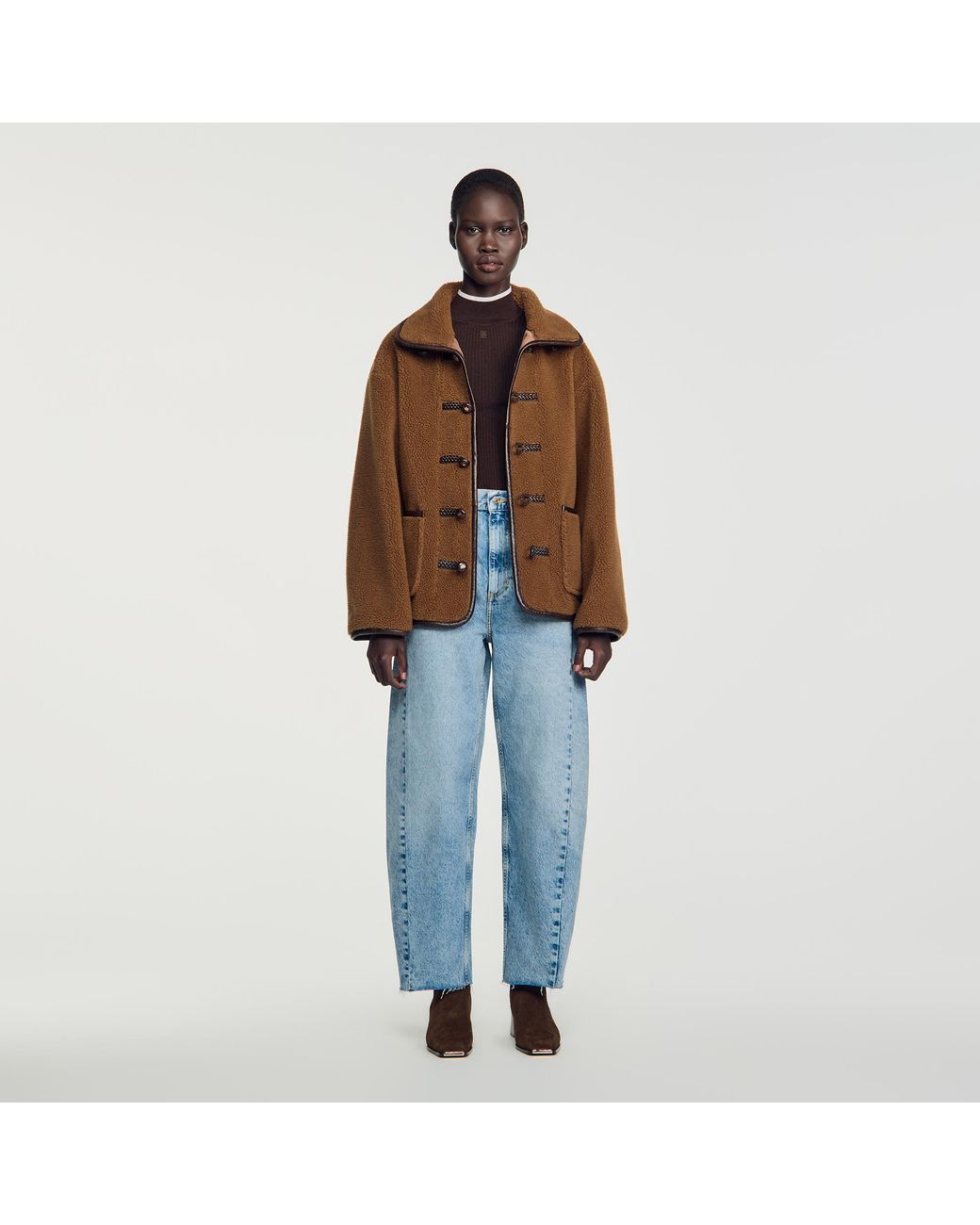 Sandro Blue Short Faux Fur Coat