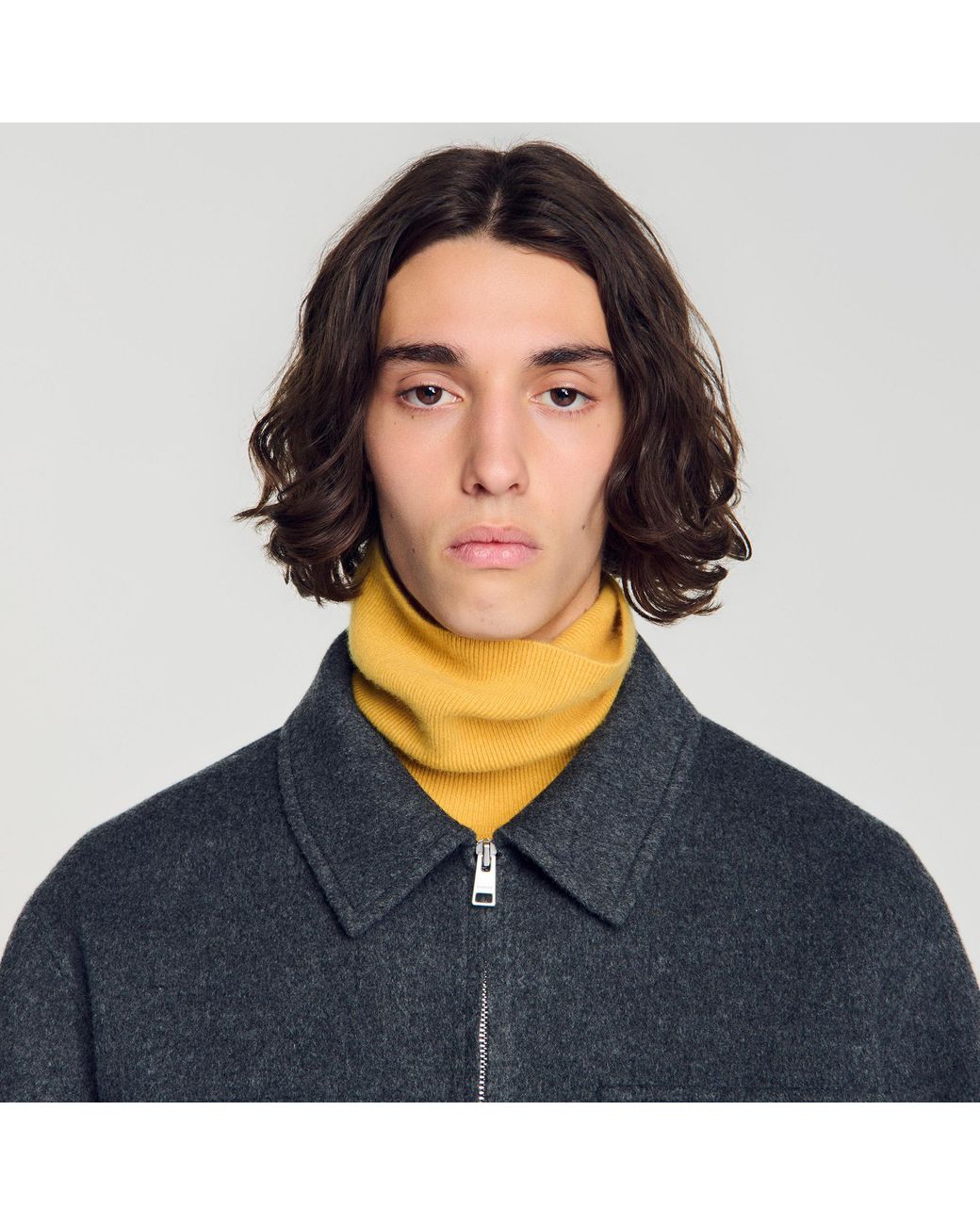 Sandro Blue Zipped Wool Overshirt for men