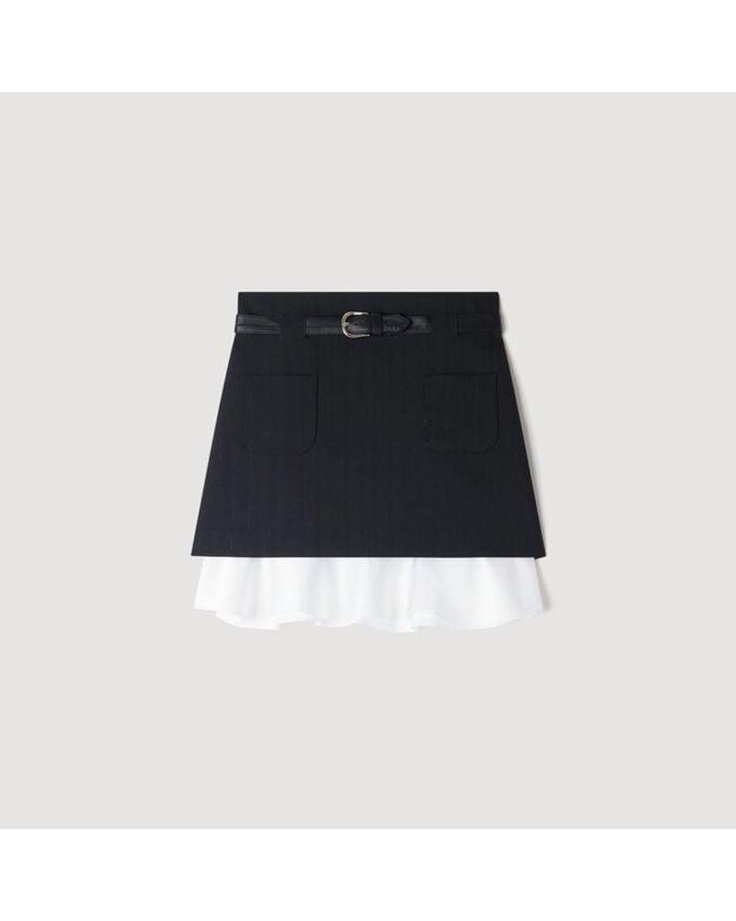 Sandro Blue Mini Striped Ruffled Skirt