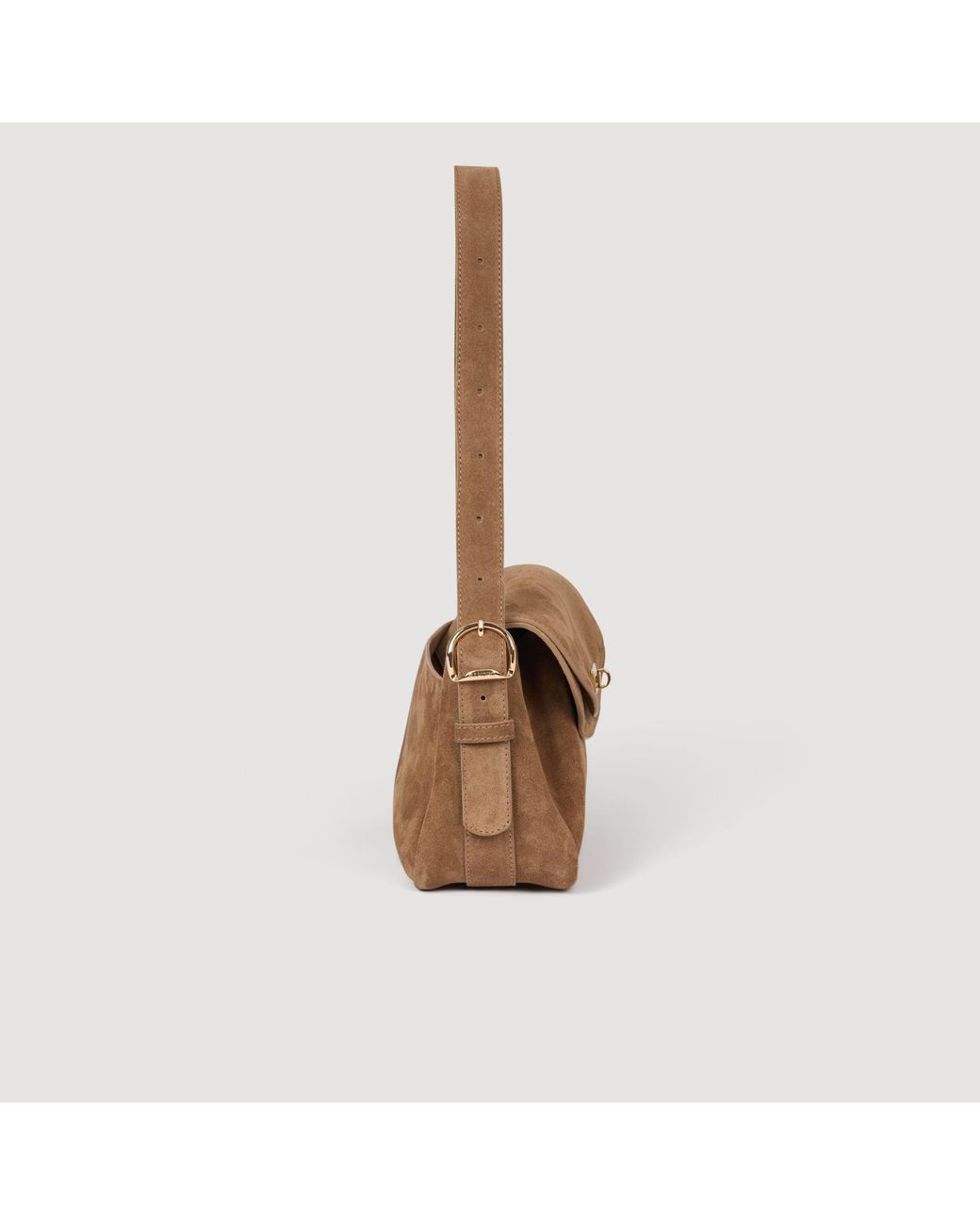 Sandro Brown Le Mambo Suede Leather Bag