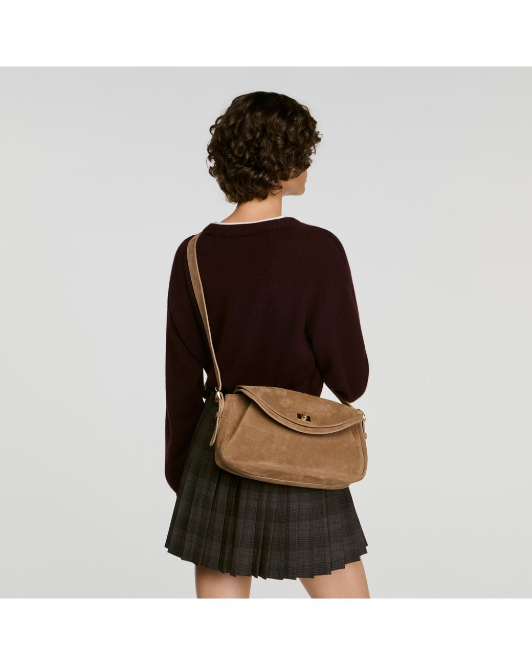 Sandro Brown Le Mambo Suede Bag