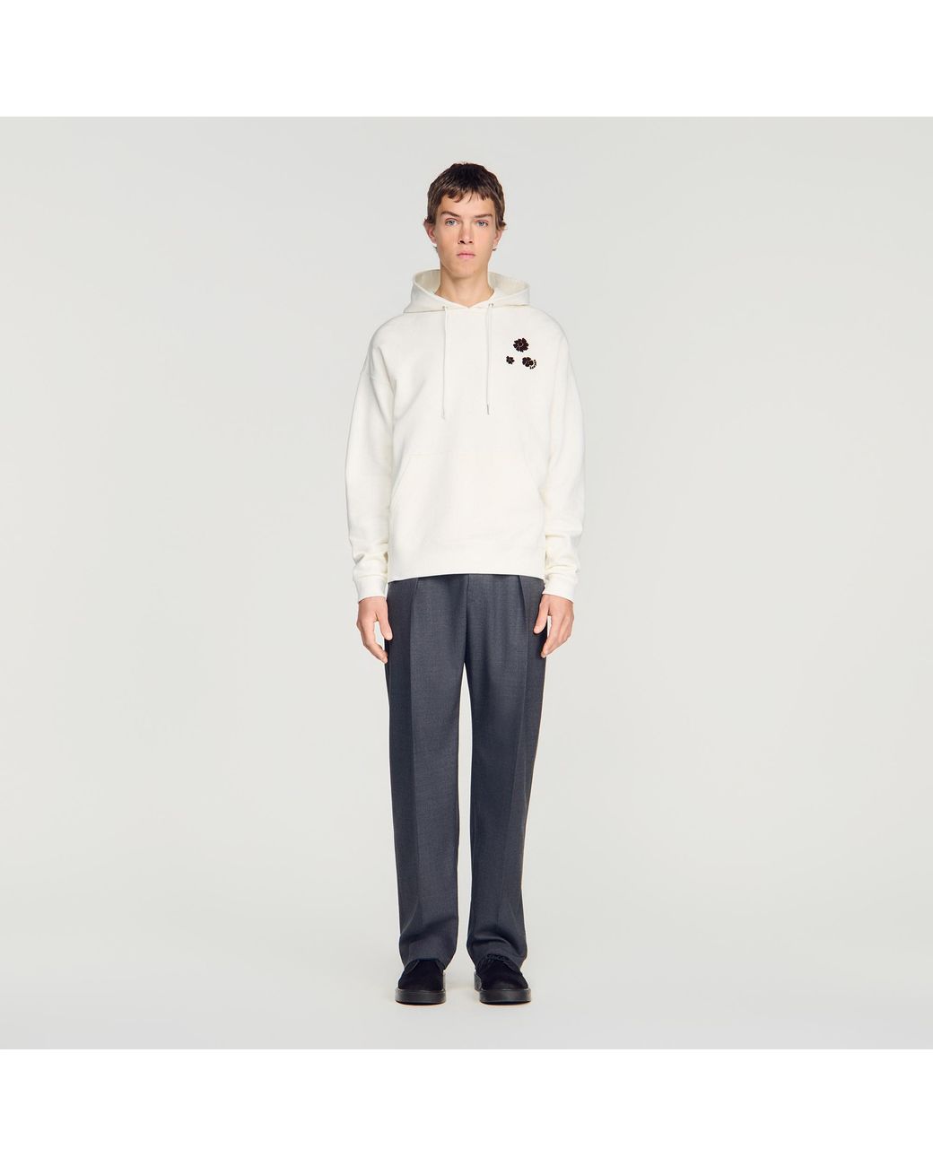 Sandro White Oversized Floral Print Sweatshirt for men