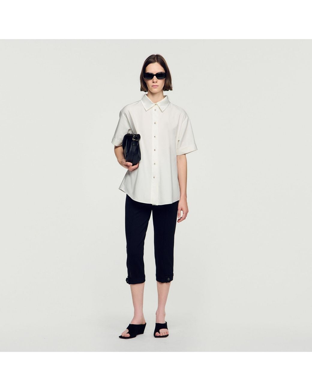 Sandro White Pleated Back Shirt