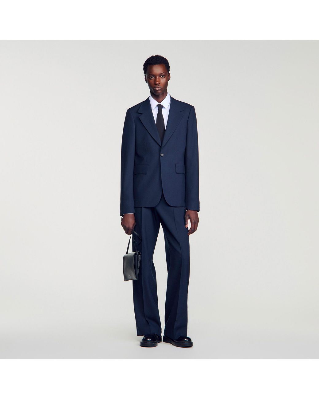 Sandro Blue Virgin Wool Suit Jacket for men