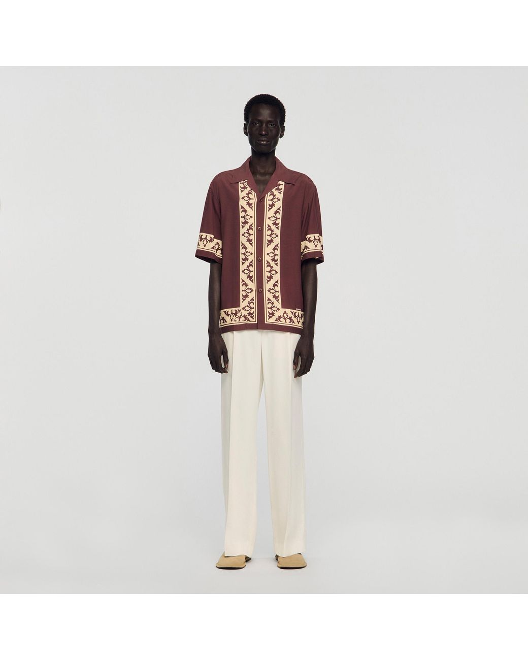 Sandro Multicolor Contrast Print Loose-Fit Shirt for men