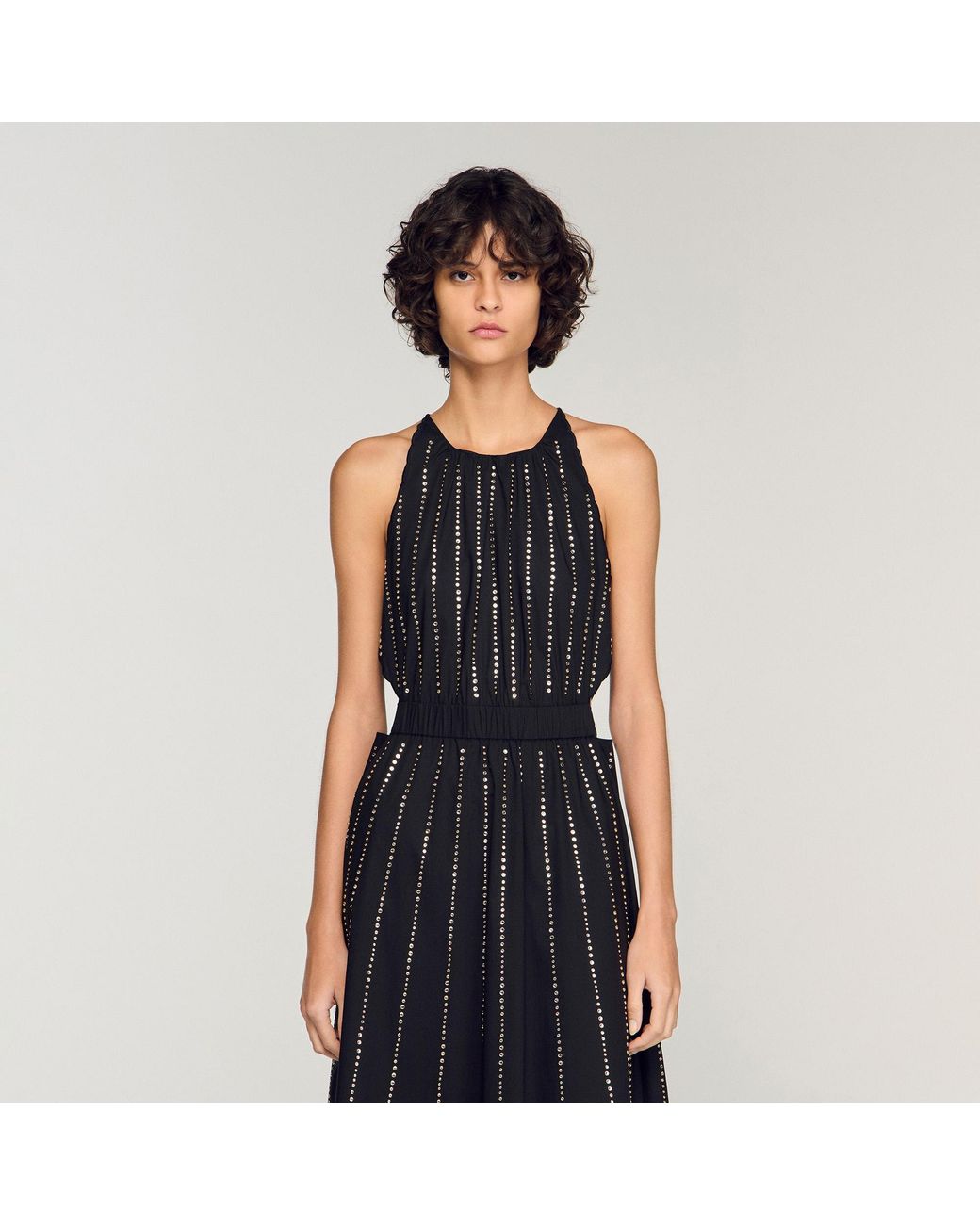 Sandro Blue Rhinestone Maxi Dress