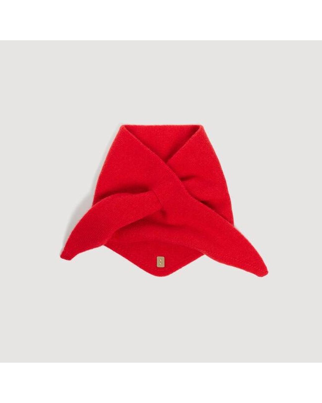 Sandro Red Tie-Up Wool And Cashmere Bandana