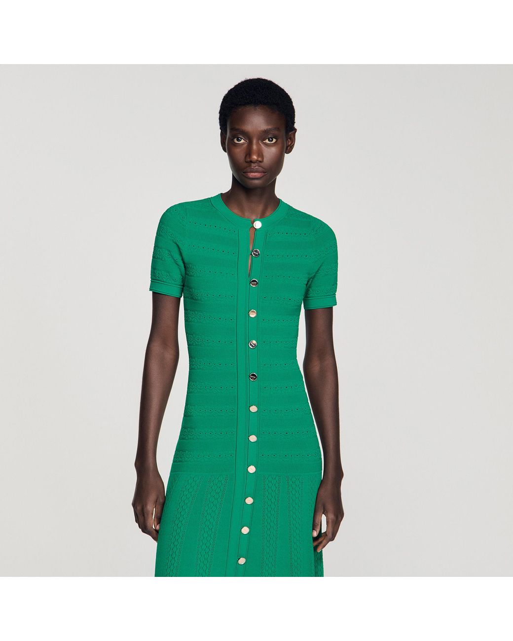 Sandro Green Knit Maxi Dress