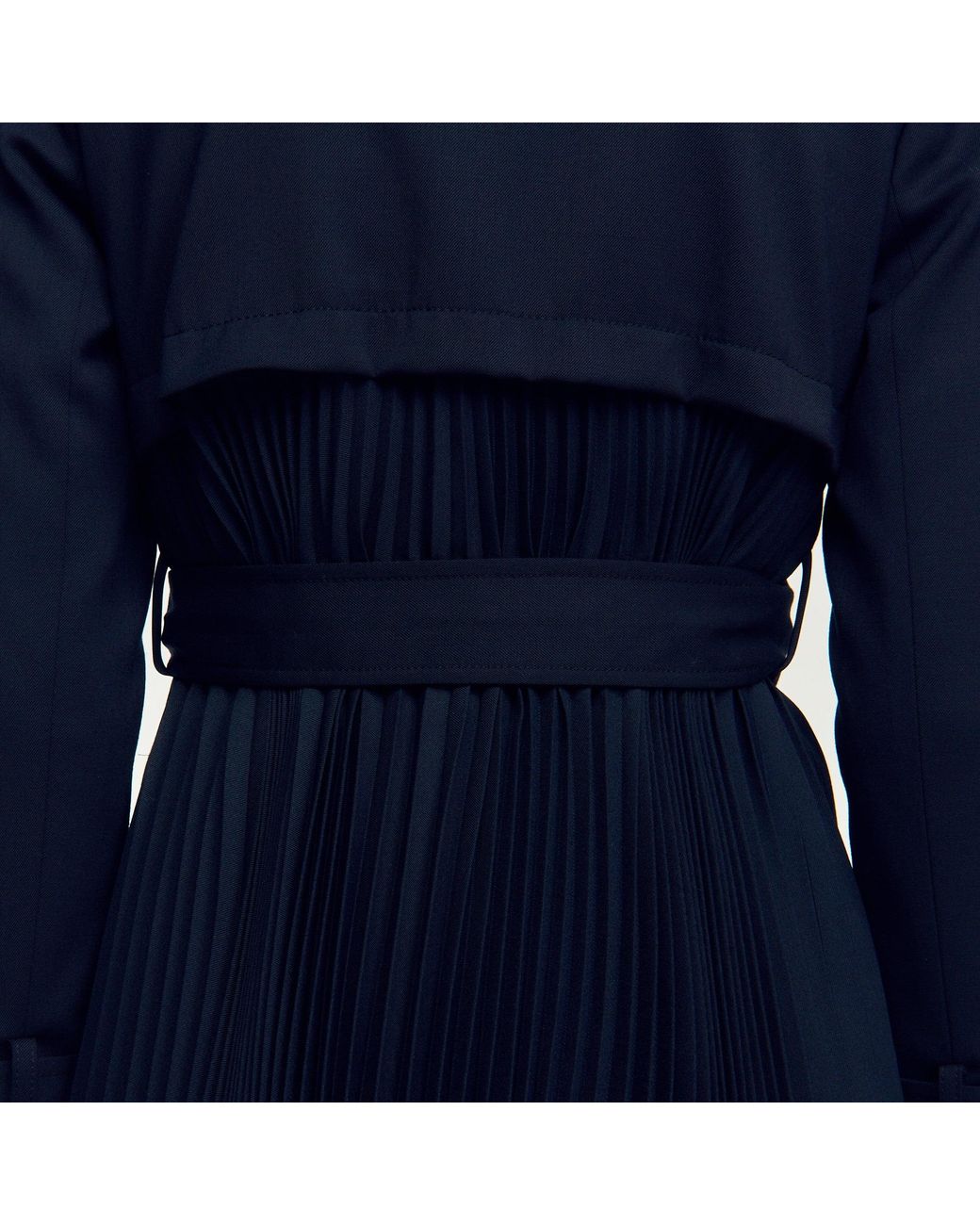 Sandro Blue Trench Coat With Pleated Inset