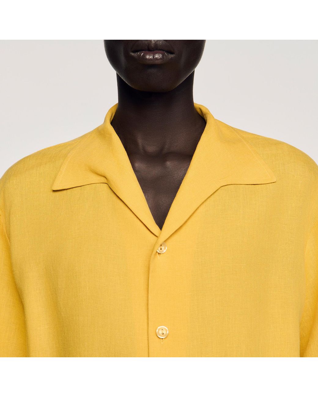 Sandro Metallic Linen Shirt With Shark Collar for men