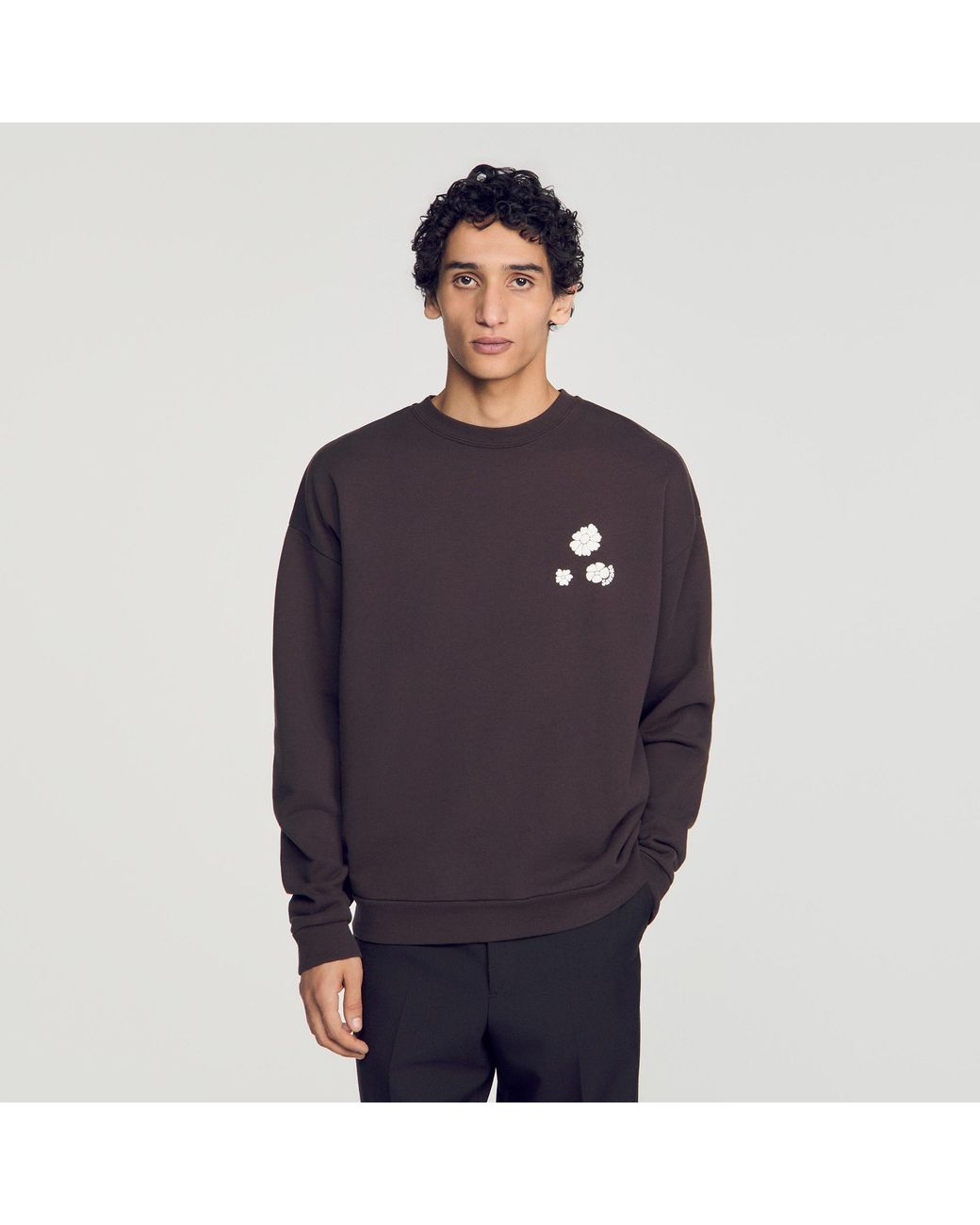 Sandro Blue Oversized Floral Sweatshirt for men