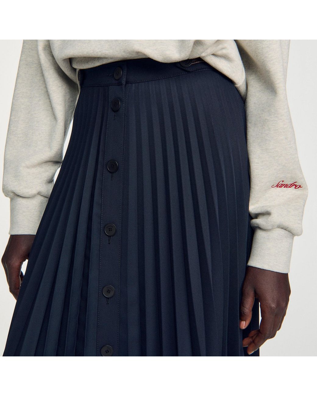 Sandro Blue Long Pleated Skirt