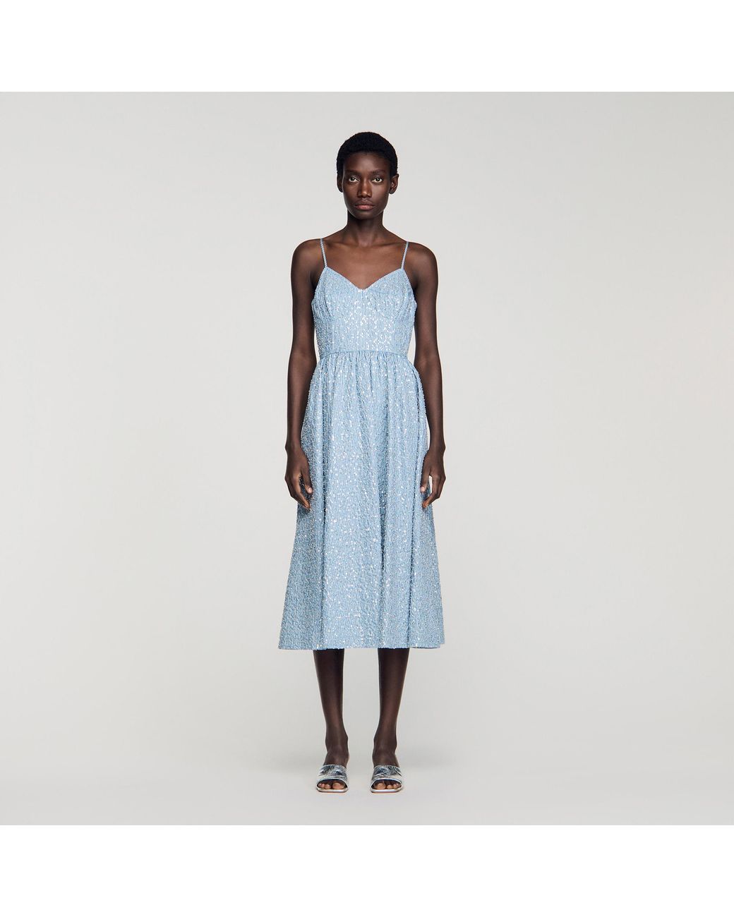 Sandro Blue Sequined Maxi Dress
