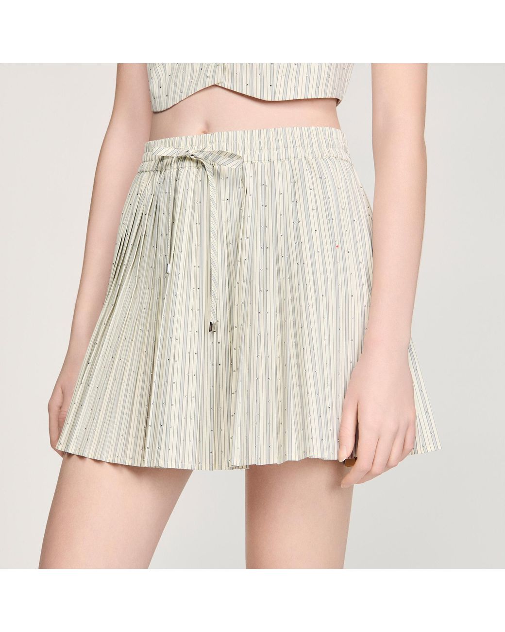 Sandro Multicolor Short Rhinestone Striped Skirt
