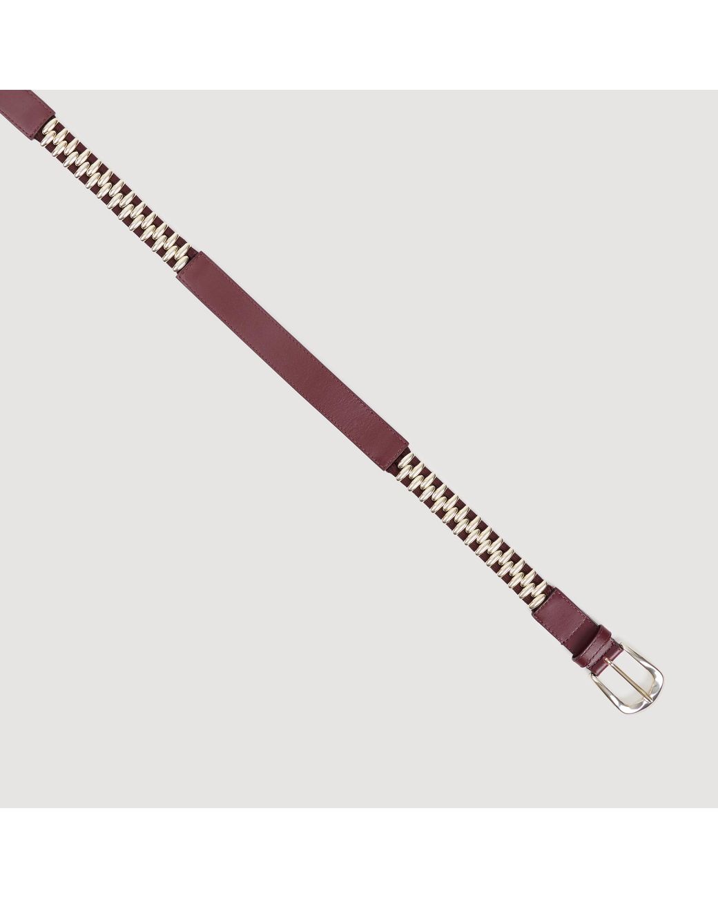 Sandro Red Leather And Metal Belt