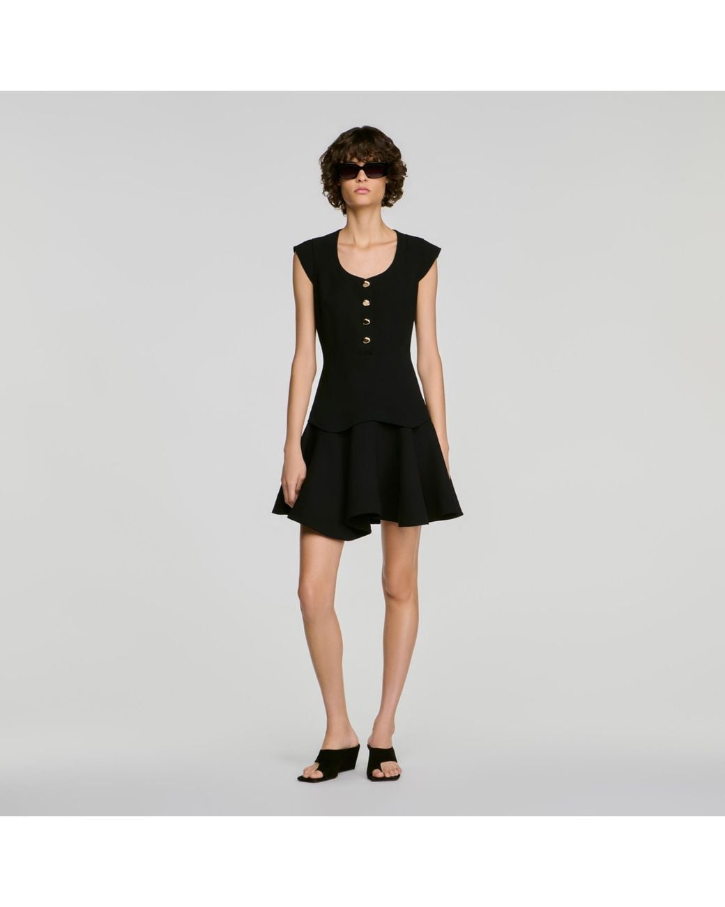 Sandro Black Short Button-Up Dress
