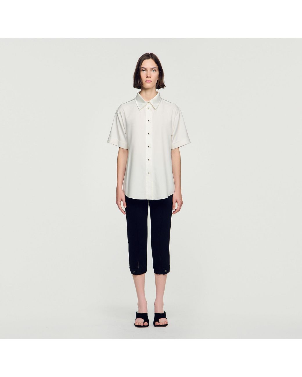 Sandro White Pleated Back Shirt