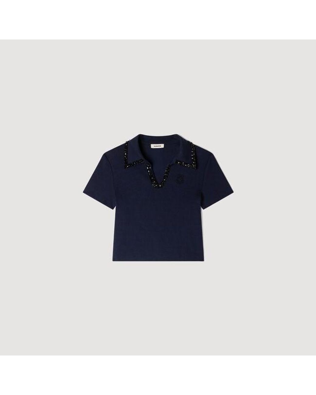 Sandro Blue Pearl Collar Polo